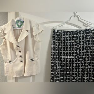 Tahari 8 petite two piece skirt suit short sleeve